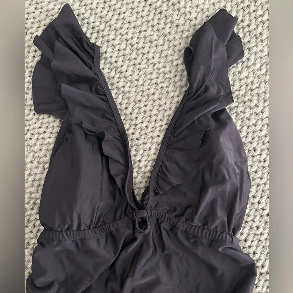 Pinkblush Black Ruffle Maternity One Piece - Picture 2 of 7